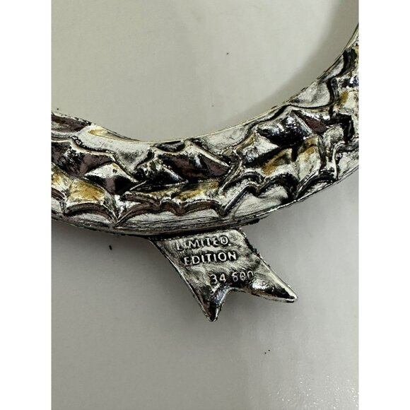 VTG 80s Hallmark Holiday Heirloom Crystal Bell Silver Wreath Christmas Ornament - Picture 7 of 10